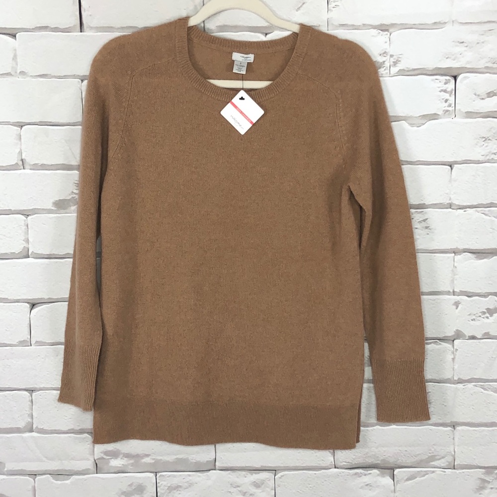Halogen Cashmere Crew Neck Sweater Tan Camel NWT - Picture 2 of 6